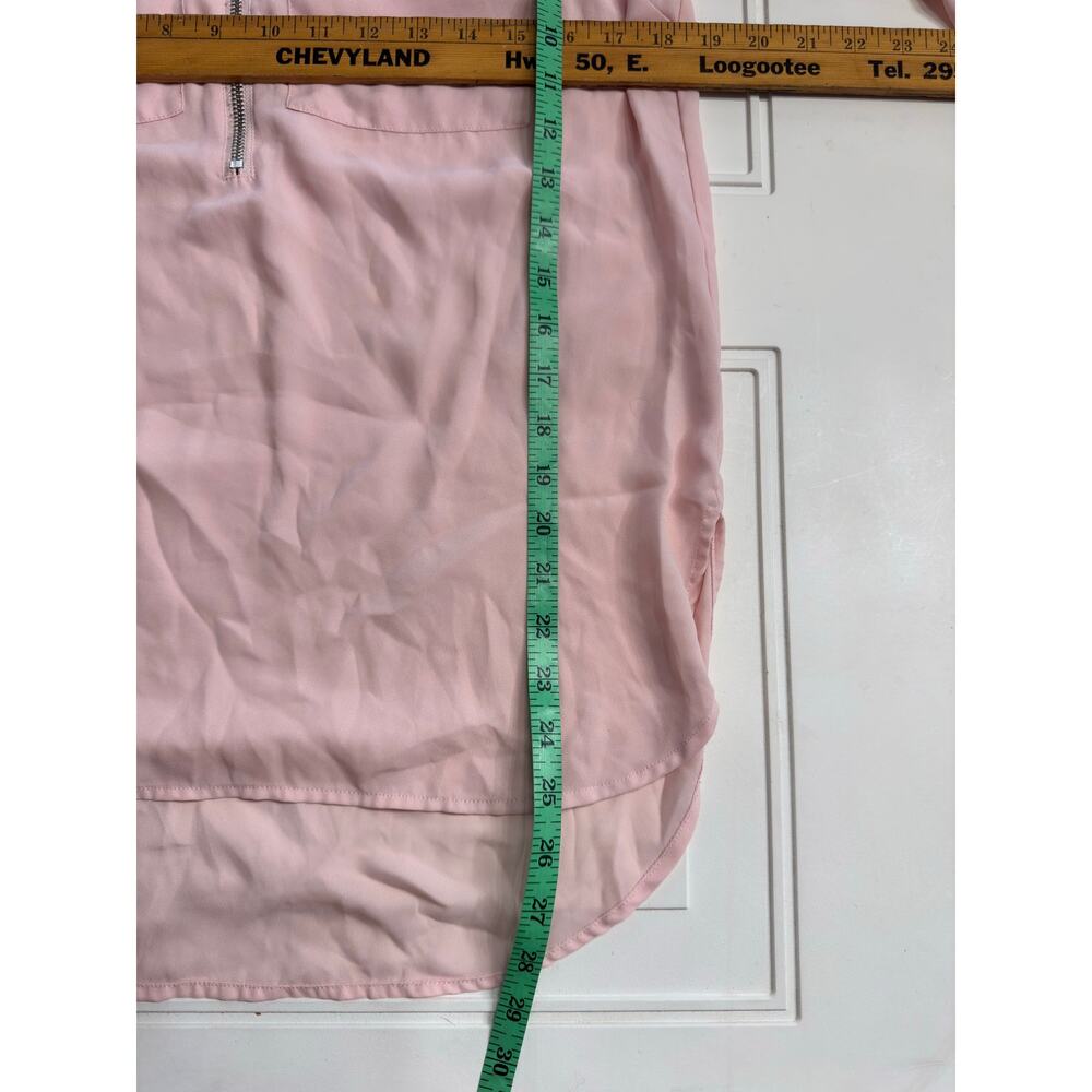 Michael Kors Womens Sz S Oversized Semi Sheer Pink Half Zip Pink Blouse Top - Picture 6 of 6